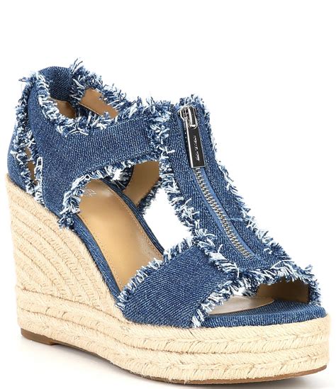 michael kors denim sandals|michael kors denim wedge sandals.